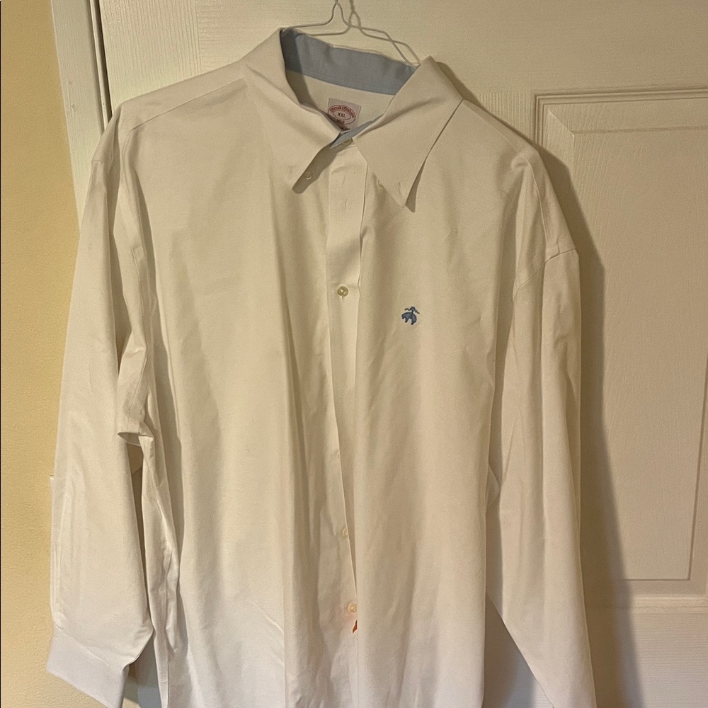 Brooks Brothers White Dress Shirt with Blue Logo